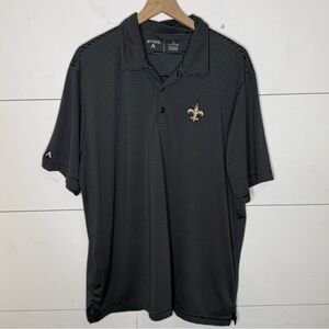 Antigua • Black and White Saints Striped Polo Shirt Size XL